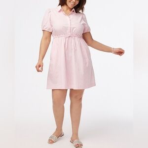 J.Crew Pink White Striped Short Sleeve Collared Mini Dress Size 20
